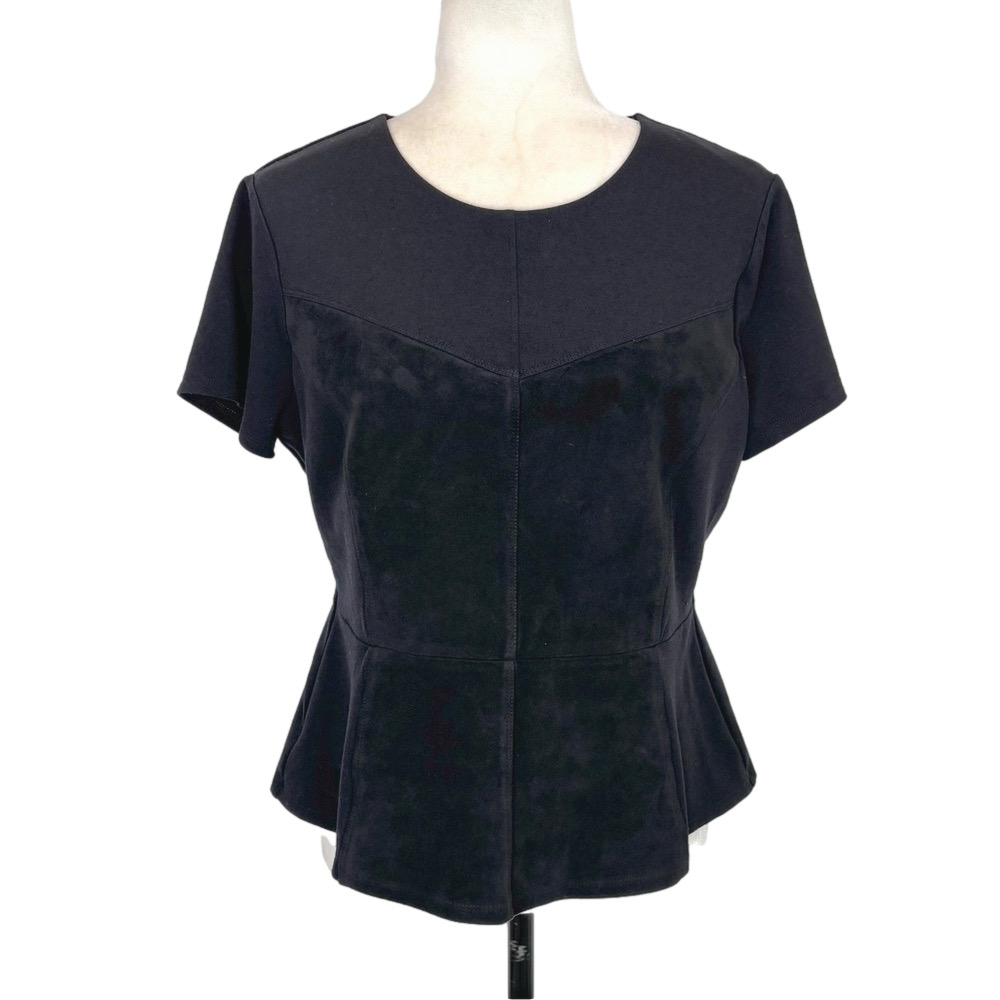 BCBGMaxAzria black faux-suede top